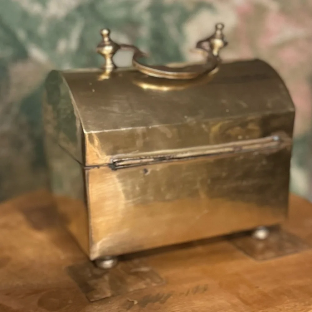 Vintage Solid Brass Handcrafted Jewelry Trinket Box Decorative